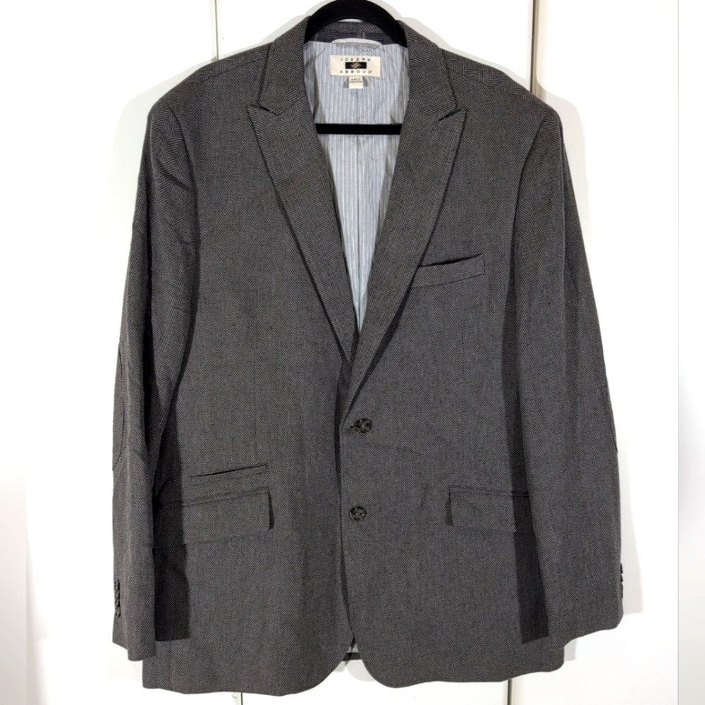 Joseph Abboud Unstructured Gray Elbow Patch Blazer Sport Coat Jacket Mens 2XLT